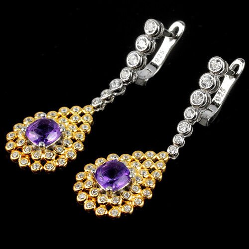 Amethyst Antikschliff Ohrringe Silber bicolor vergoldet - INARA