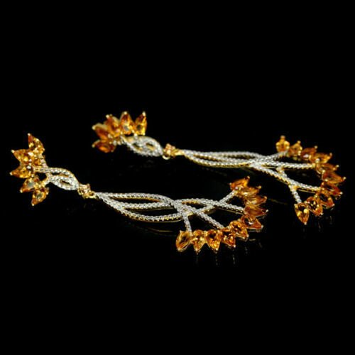 Ohrringe Citrin Tropfenschliff 925 Silber 585 bicolor vergoldet Silber - INARA