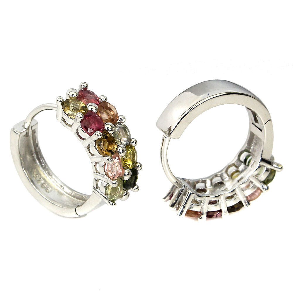 Turmalin Creolen Ohrringe aus weißvergoldetem Silber - INARA