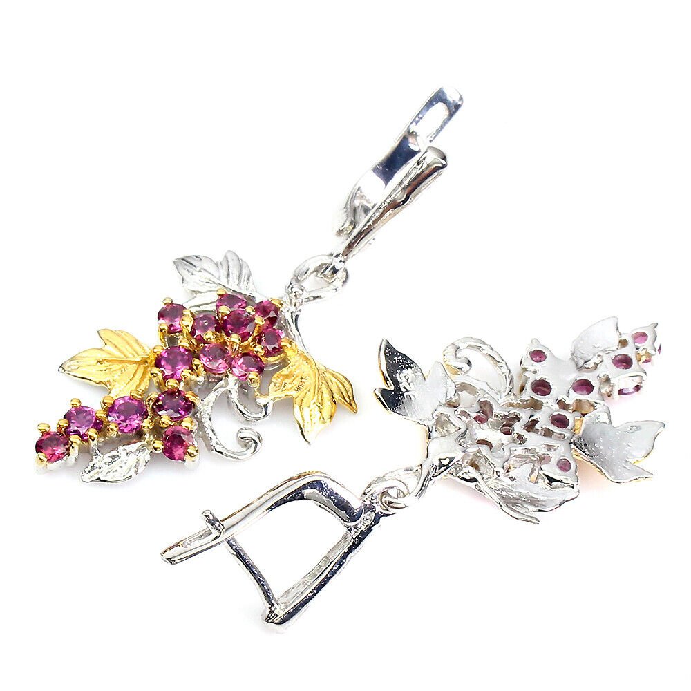 Rhodolit Ohrringe aus bicolor vergoldetem Silber - INARA