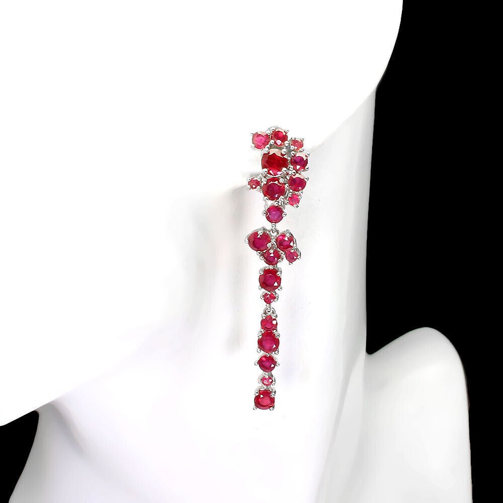 Rubin Ohrringe aus weißvergoldetem Silber - INARA