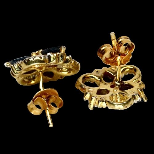 Ohrringe Saphir blau Tansanit 925 Silber 585 bicolor vergoldet Silber - INARA