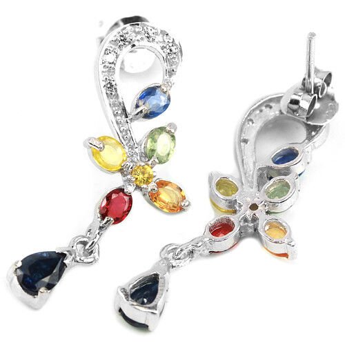 Saphir Ohrringe aus weißvergoldetem Silber - INARA