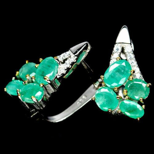 Smaragd Ohrringe aus bicolor vergoldetem Silber - INARA