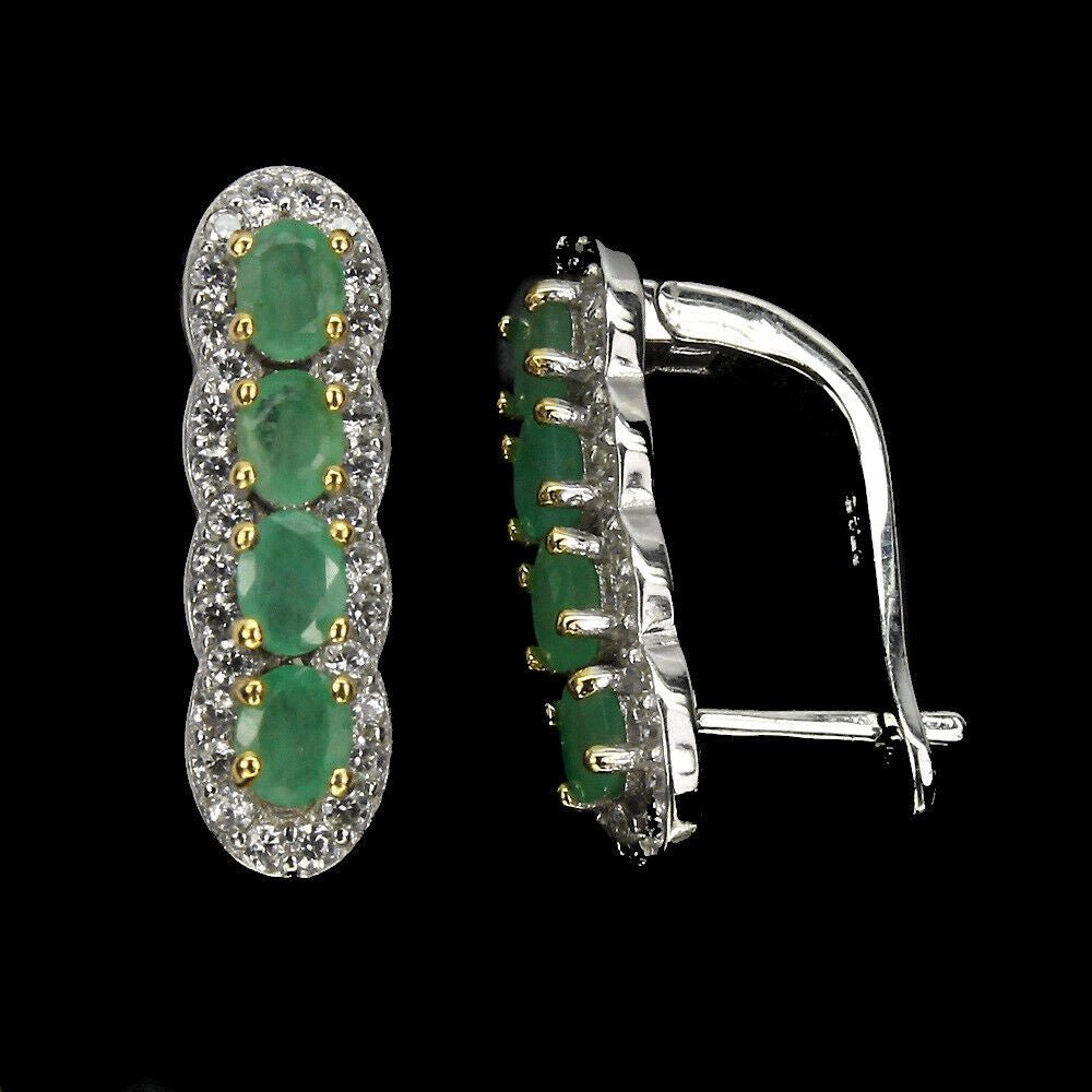 Ohrringe Smaragd 925 Silber 585 bicolor vergoldet Silber - INARA