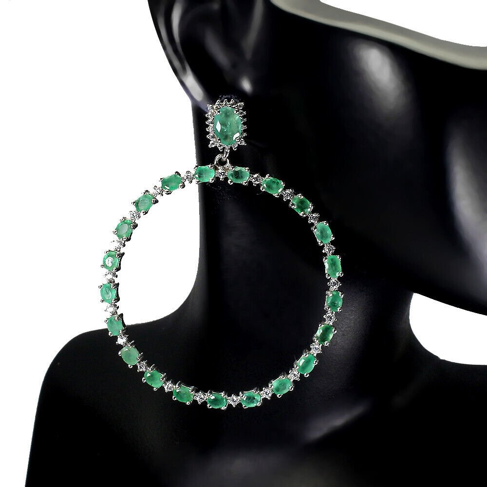 Ohrringe Smaragd 925 Silber 585 Weißgold vergoldet Silber - INARA