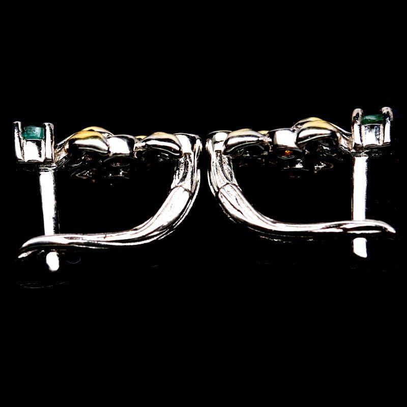 Ohrringe Smaragd Saphir orange 925 Silber 585 bicolor vergoldet Silber - INARA