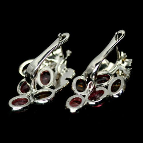 Turmalin Wein Traube Ohrringe aus bicolor vergoldetem Silber - INARA