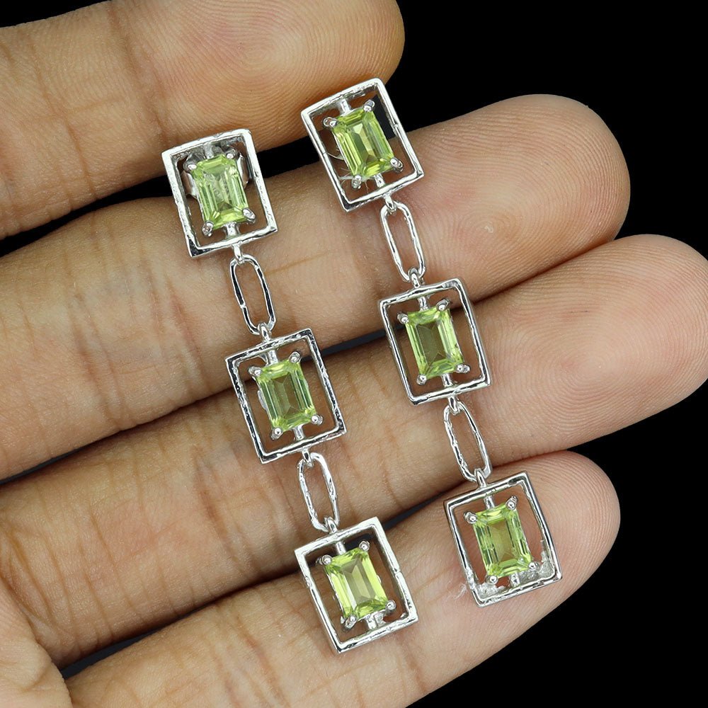 Peridot Oktagonschliff Ohrringe Silber - INARA