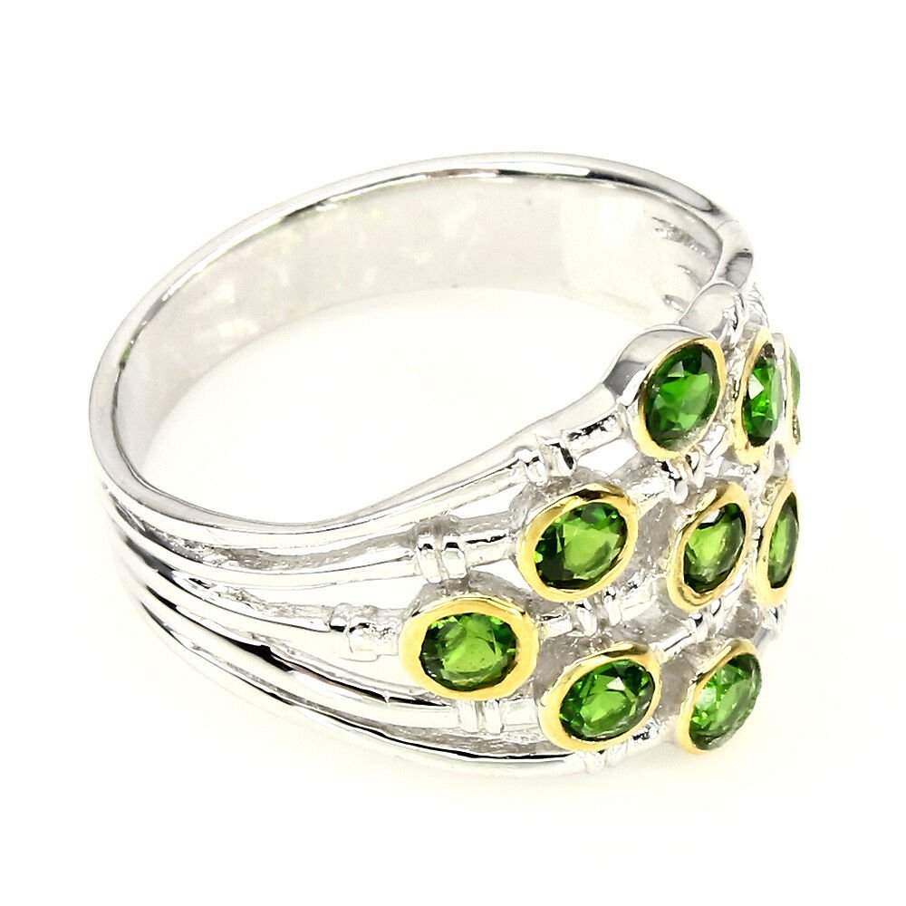 Chromdiopsid Ring aus bicolor vergoldetem Silber - INARA