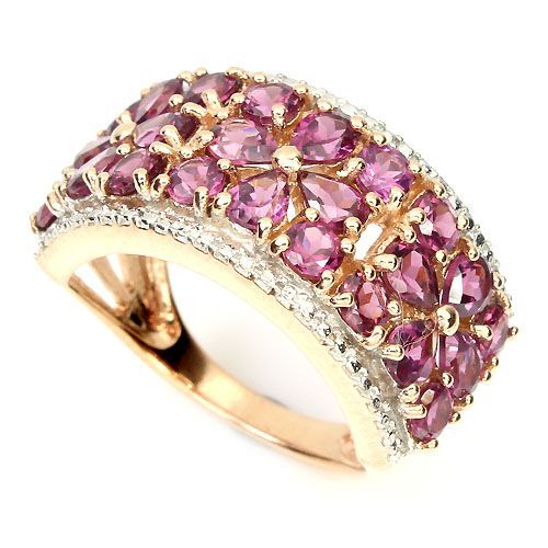 Ring Rhodolit 925 Silber 585 bicolor vergoldet Gr. 54 Silber - INARA