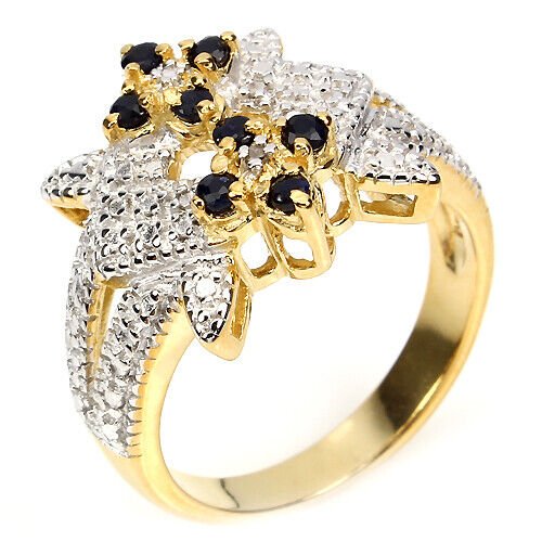 Ring Saphir Diamant 925 Silber 585 bicolor vergoldet Gr. 57 Silber - INARA