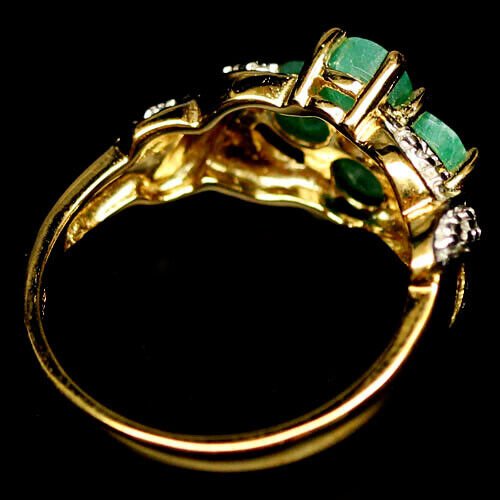 Ring Smaragd Diamant 925 Silber 585 bicolor vergoldet Gr. 54 Silber - INARA