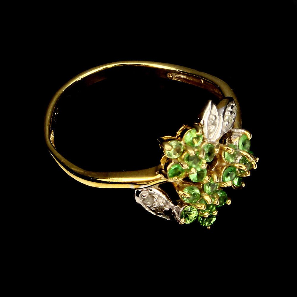 Ring Tsavorit Weißtopas 925 Silber 585 bicolor vergoldet Gr. 54 Silber - INARA