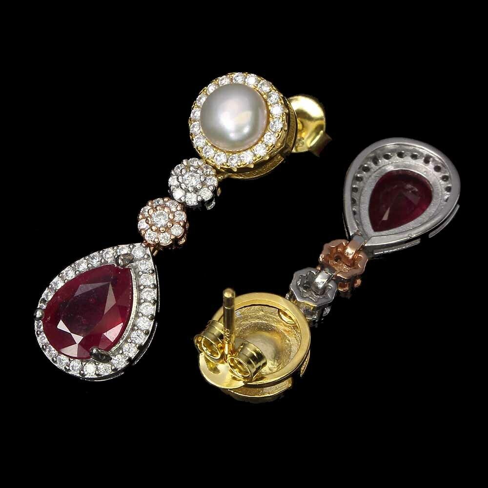 Rubin Perle Ohrringe Silber - INARA