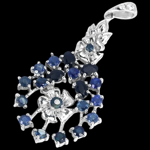 Saphir Anhänger Silber weißvergoldet - INARA