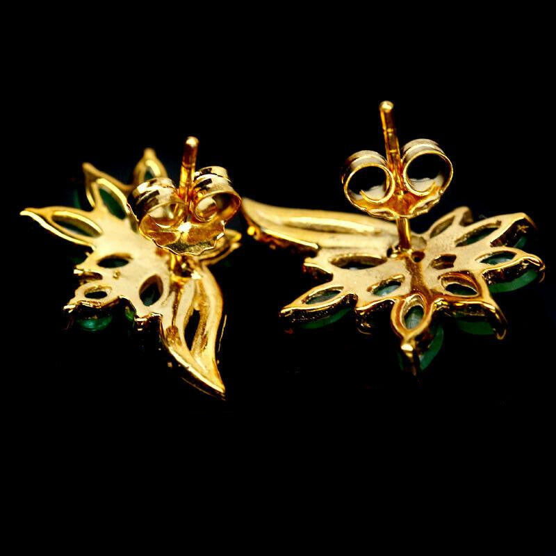 Smaragd Ohrringe aus bicolor vergoldetem Silber - INARA