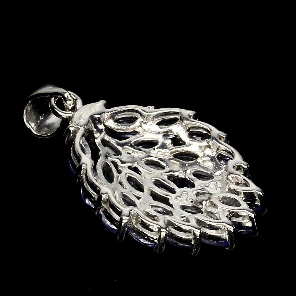 Tansanit Anhänger Silber weißvergoldet - INARA