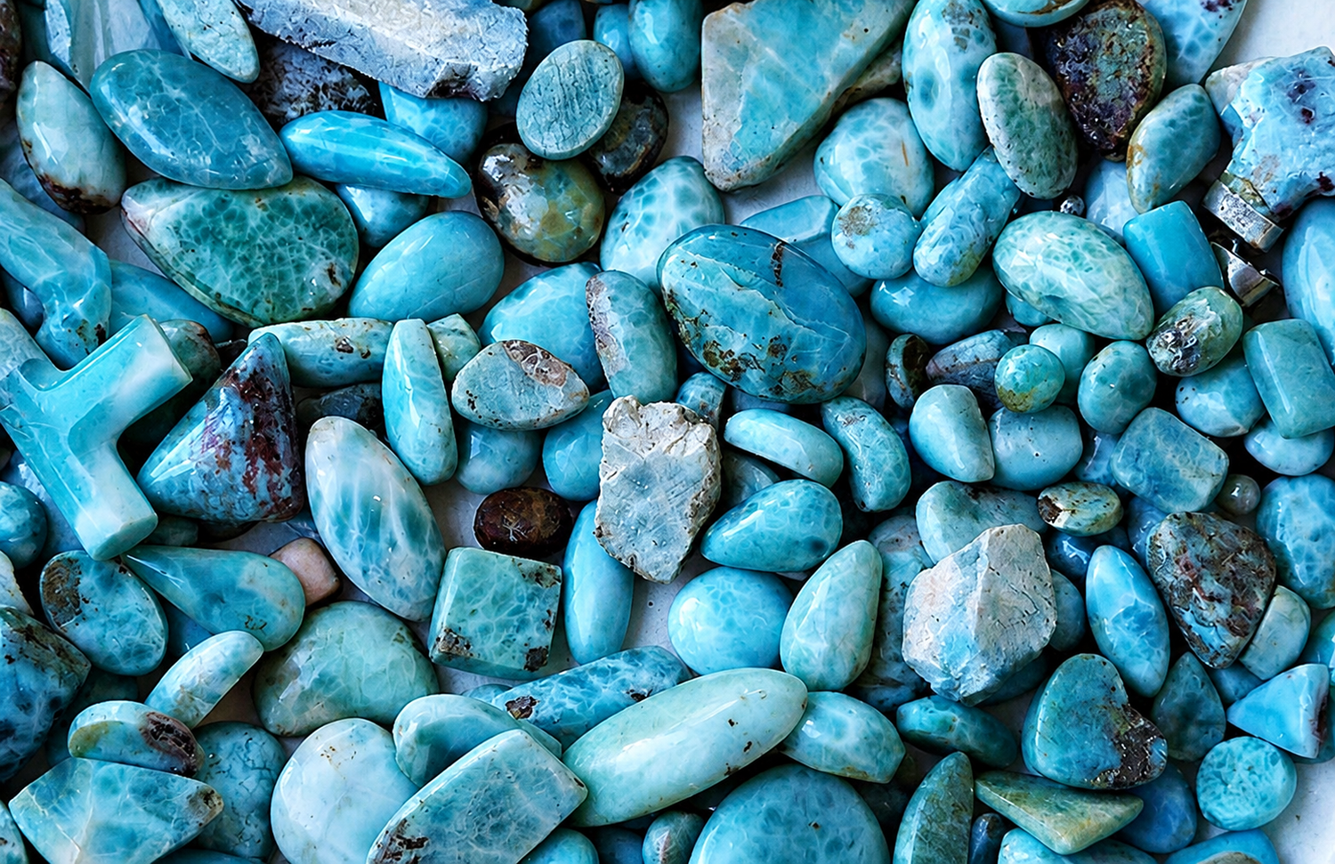 Schmuck aus Sterling Silber vergoldet mit Larimar - INARA