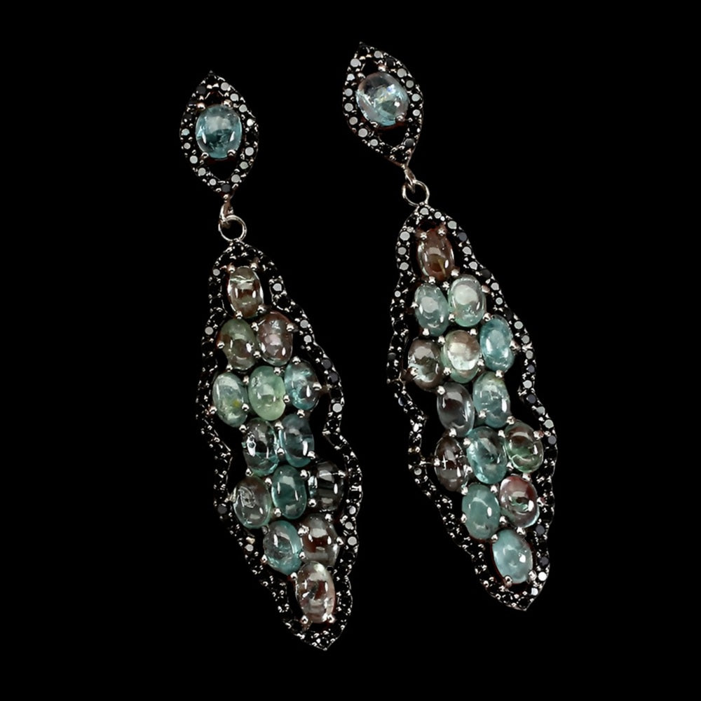 Turmalin Spinell Ohrringe aus schwarzrhodiniertem Silber - INARA