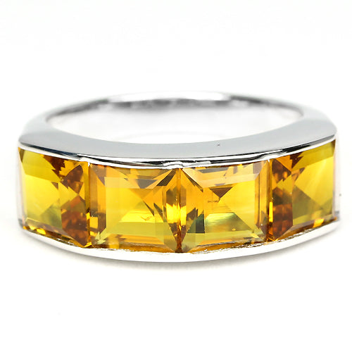 Citrin Ring Silber weißvergoldet - INARA