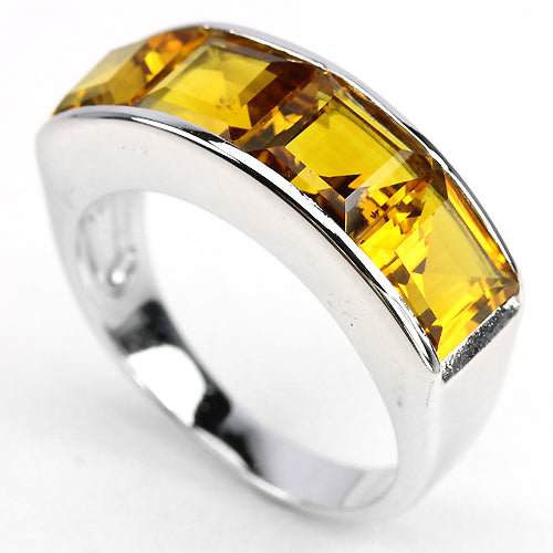 Citrin Ring Silber weißvergoldet - INARA