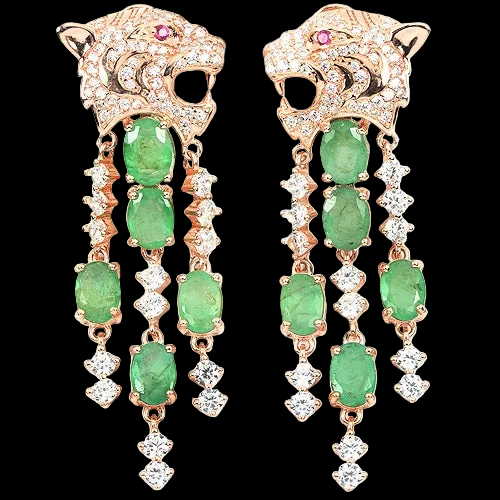 Pendientes gato grande esmeralda