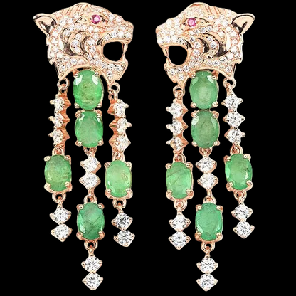 Pendientes gato grande esmeralda