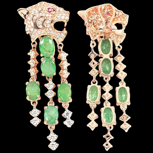 Pendientes gato grande esmeralda