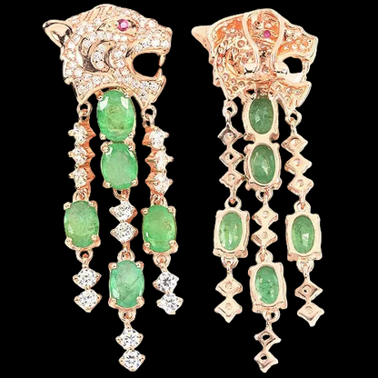 Pendientes gato grande esmeralda