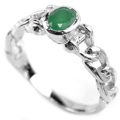 Smaragd Ring aus weißvergoldetem Silber - INARA