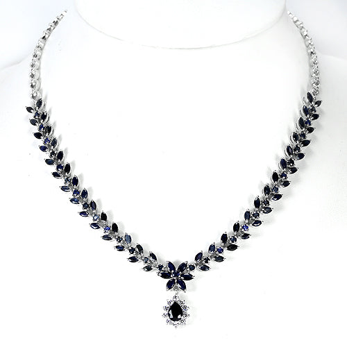 Saphir Collier Silber weißvergoldet - INARA