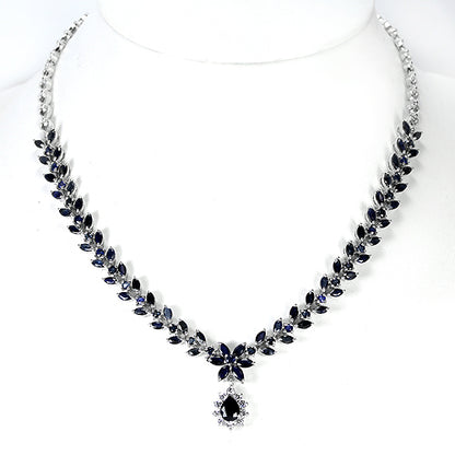 Saphir Collier Silber weißvergoldet - INARA