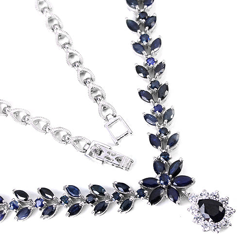 Saphir Collier Silber weißvergoldet - INARA