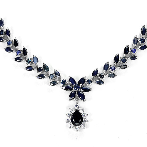 Saphir Collier Silber weißvergoldet - INARA