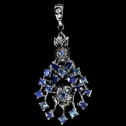 Saphir Anhänger Silber schwarzvergoldet - INARA