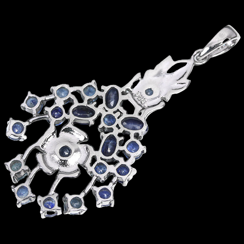 Saphir Anhänger Silber schwarzvergoldet - INARA