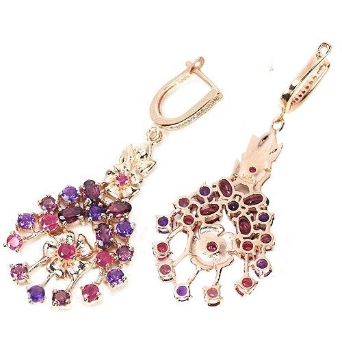 Rubin Amethyst Rhodolit Silber Ohrringe rosévergoldet - INARA