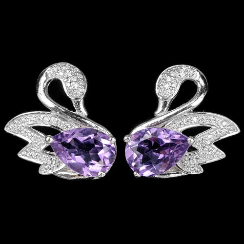 Amethyst Schwan Ohrringe Silber - INARA