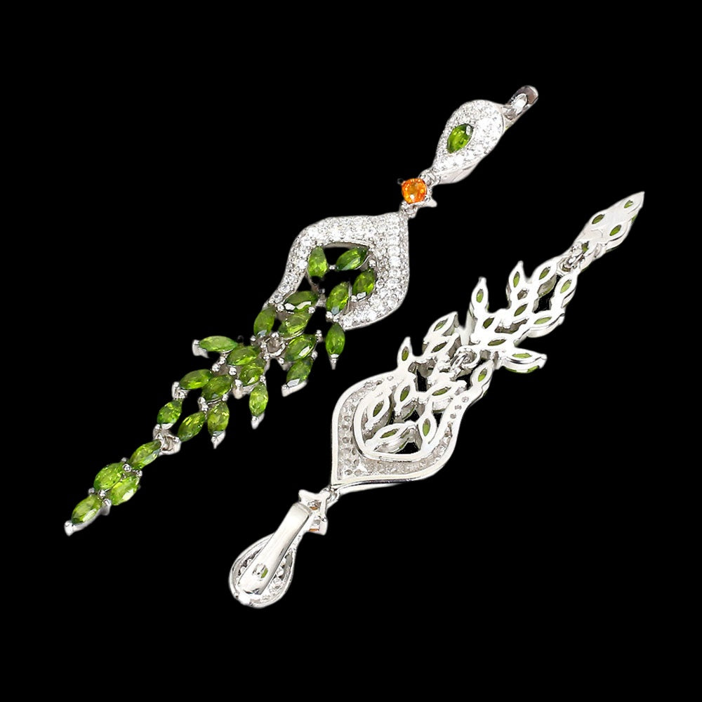 Russischer Diopsid Saphir Ohrringe aus weißvergoldetem Silber - INARA