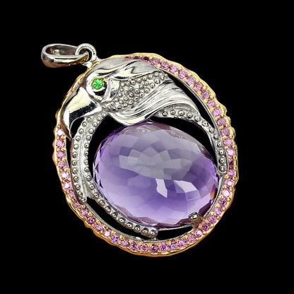 Amethyst Rhodolit Russischer Diopsid Adler Anhänger