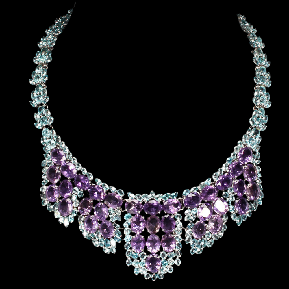 Ametrin Zirkon Collier aus weißvergoldetem Silber - INARA