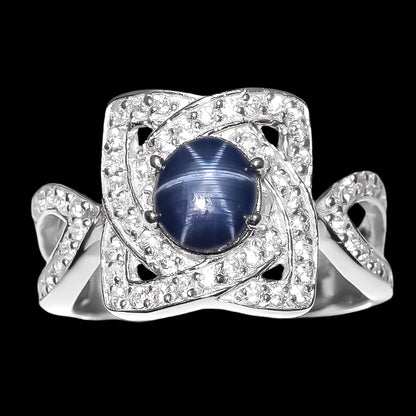 Star Sapphire White Topaz Ring Size 54