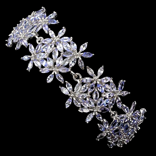 Tansanit Armband Silber weißvergoldet - INARA