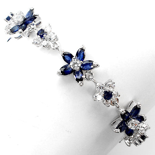 Saphir Weißtopas Armband aus weißvergoldetem Silber - INARA