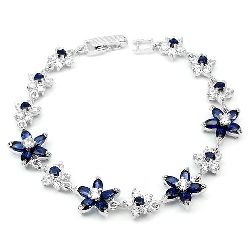 Saphir Weißtopas Armband aus weißvergoldetem Silber - INARA