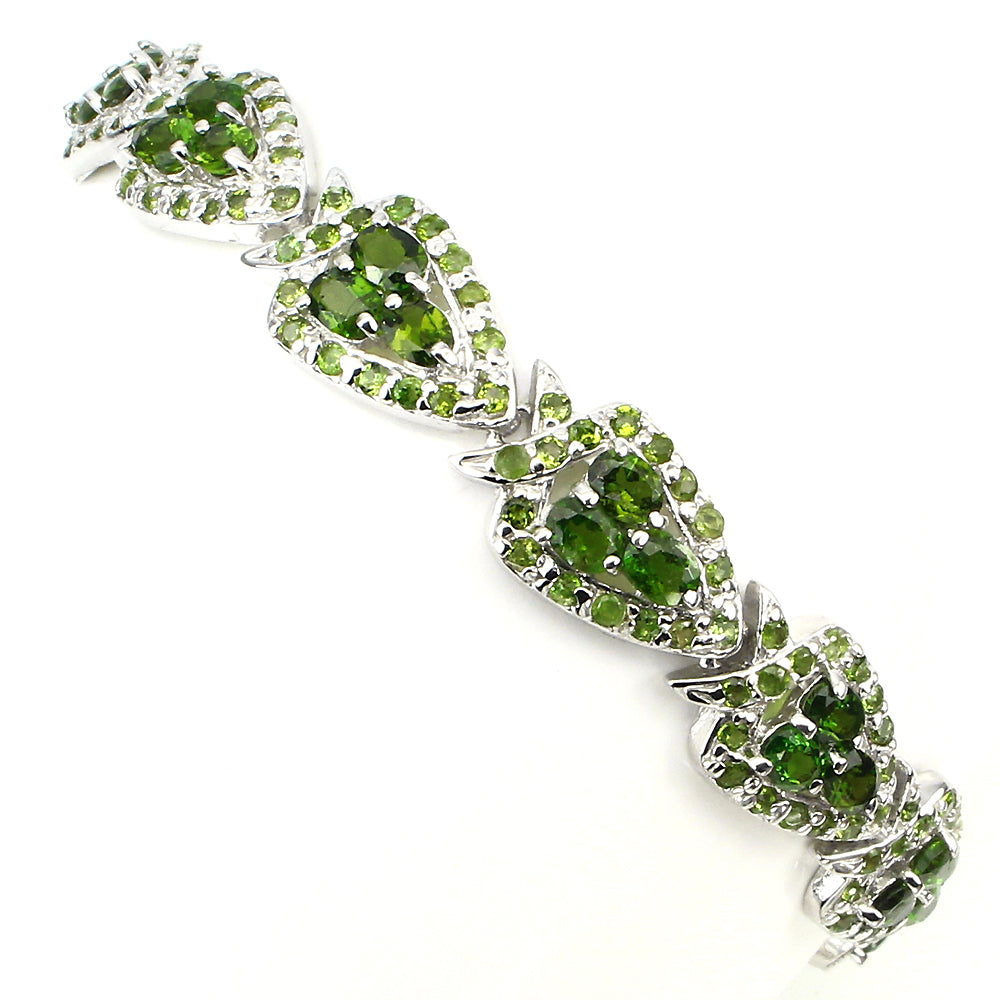 Chromdiopsid Armband Silber weißvergoldet - INARA - Detailansicht