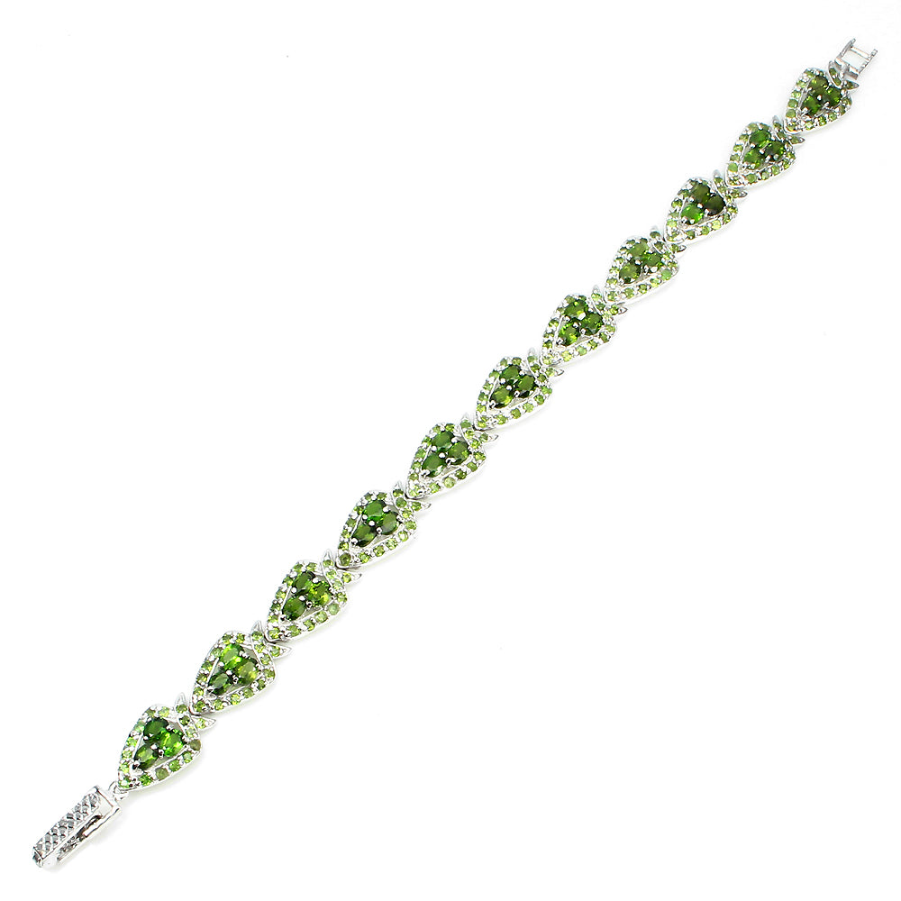 Chromdiopsid Armband Silber weißvergoldet - INARA - Vorderansicht