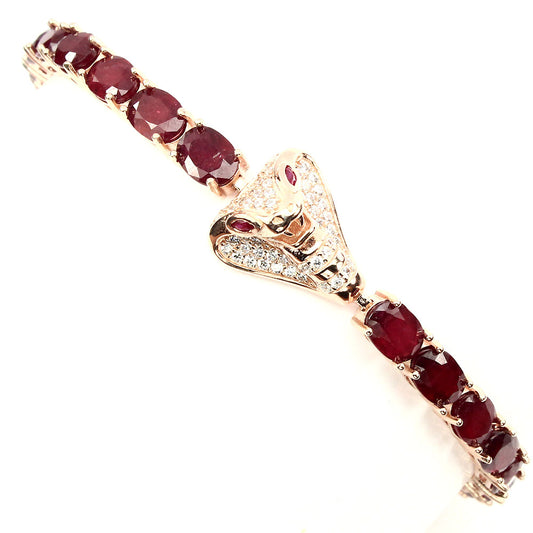 Rubin Kobra Armband aus rosévergoldetem Silber - INARA