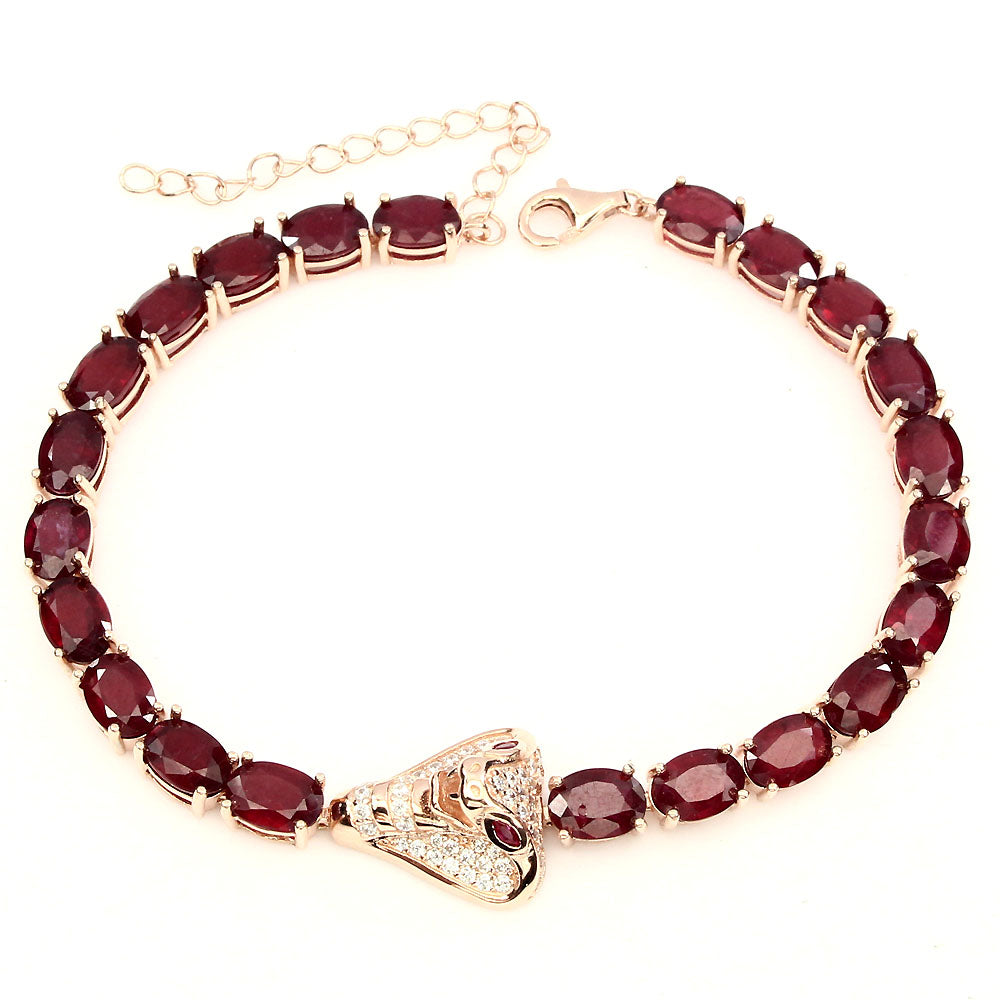 Rubin Kobra Armband aus rosévergoldetem Silber - INARA